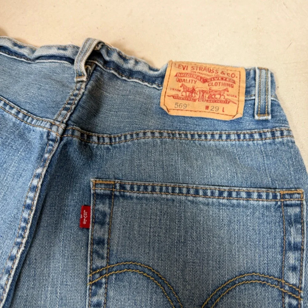 Levis 569 Loose Straight Denim Shorts Mens W29 Blue Cotton Jorts 355694101